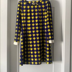 Blue and Yellow Geometric Dress